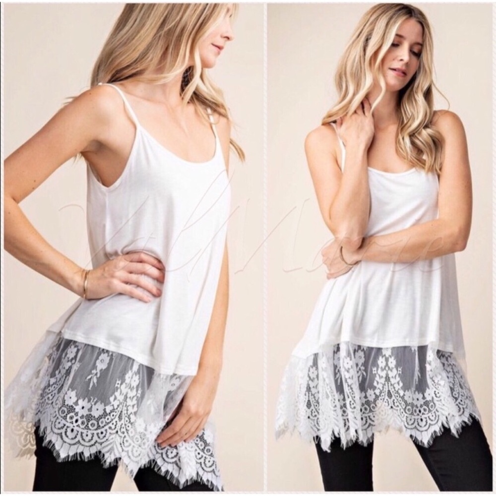SALE DROPPED $PEARL LACE LAYERING LONG LACE TANK - Picture 2 of 4